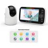 SM651 Baby Monitor 5'' LCD Pan-Tilt-Zoom Video Baby Monitor with Camera and Audio Night Vision 2-Way Talk Temperature LullabiesA