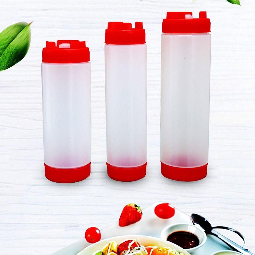 Double Head Sauce Bottles Big Capacity Plastic Squeeze Bottles Portbale 16oz 20oz 24oz Tomato Catchup Dispenser Picnic Cooker