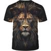 Летний топ с круглым вырезом и 3D-принтом в виде льва, модная повседневная мужская футболка с коротким рукавом