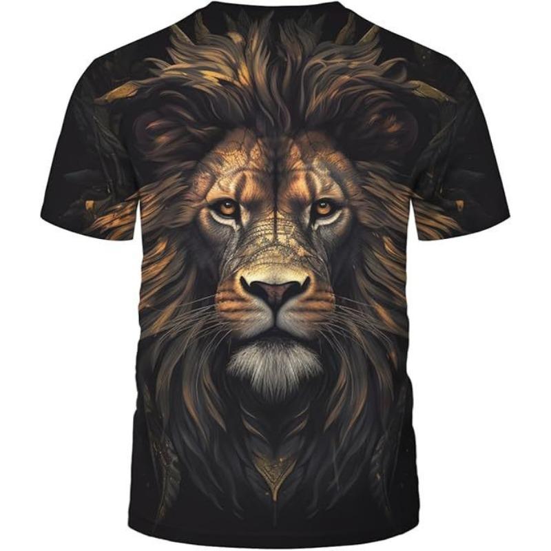 Летний топ с круглым вырезом и 3D-принтом в виде льва, модная повседневная мужская футболка с коротким рукавом