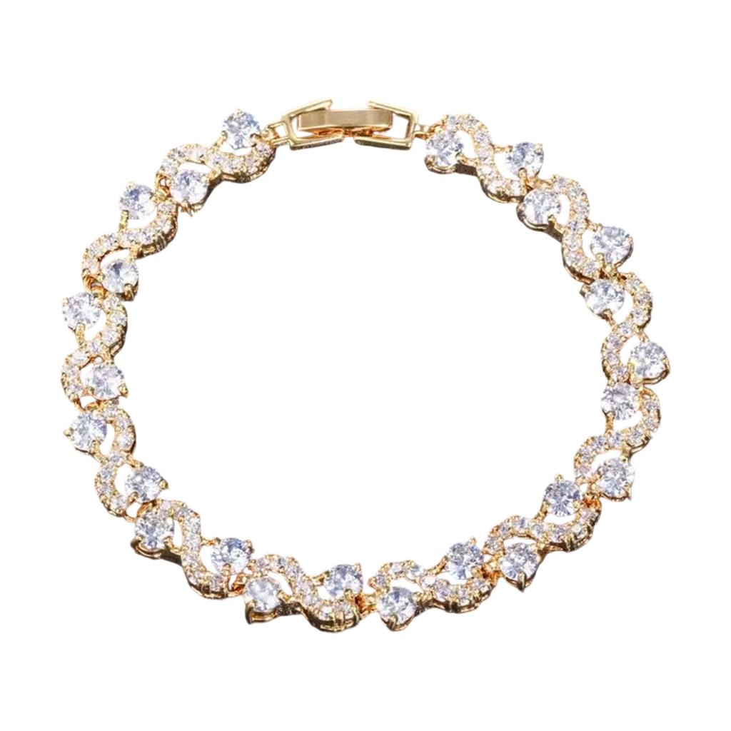 Элегантный теннисный браслет с круглыми камнями из кубического циркония для женщин, браслет из имитированных бриллиантов, аксессуары для вечеринок