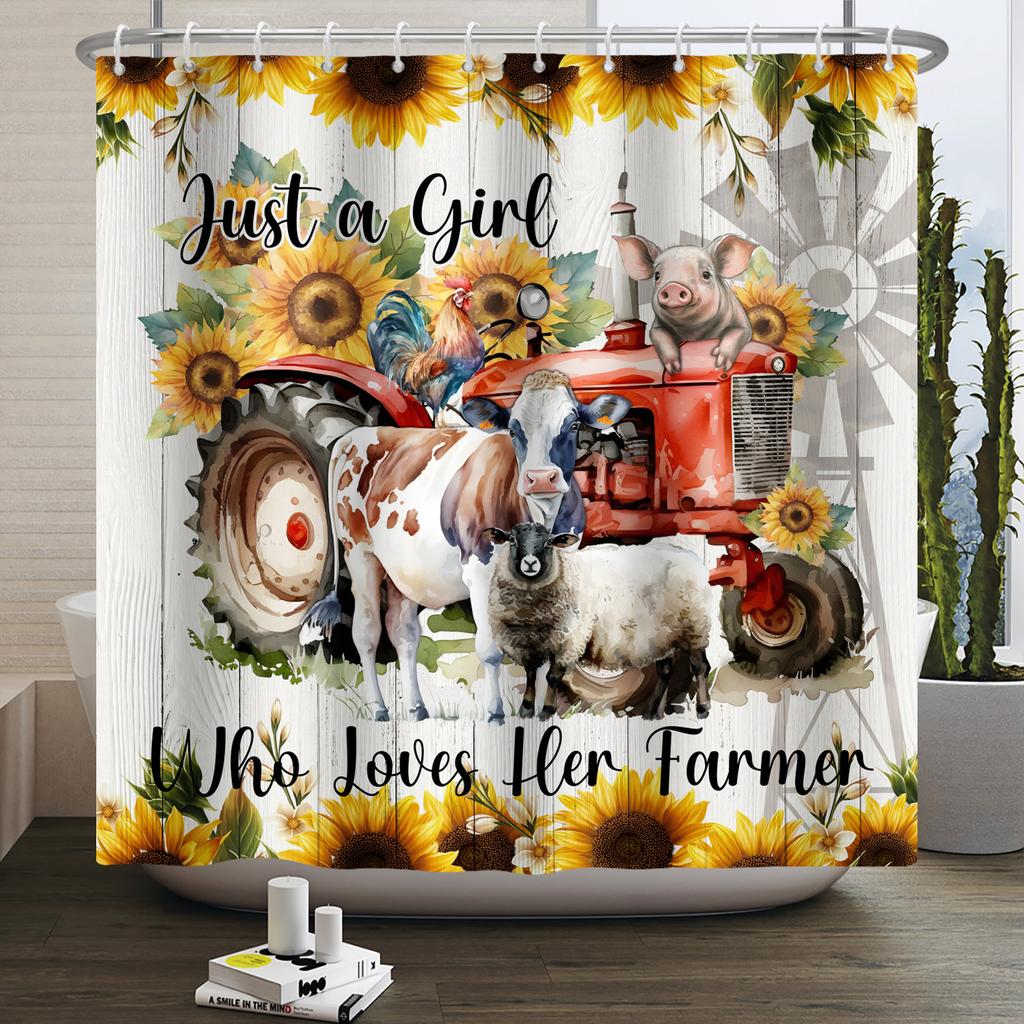 Шторка для душа с фермерскими животными Милая Забавная Корова Курица Свинья Цветок Лошадь Дерево Фермерский дом Амбар Рустикальная Шторка для душа для декора ванной комнаты
