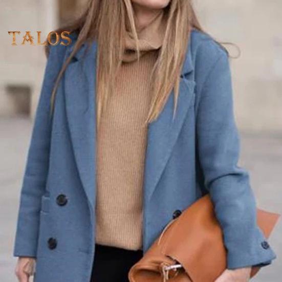 Женское зимнее пальто, двубортное, с отложным воротником, длинными рукавами, на пуговицах, кардиган, большие размеры, шерстяное пальто средней длины для активного отдыха