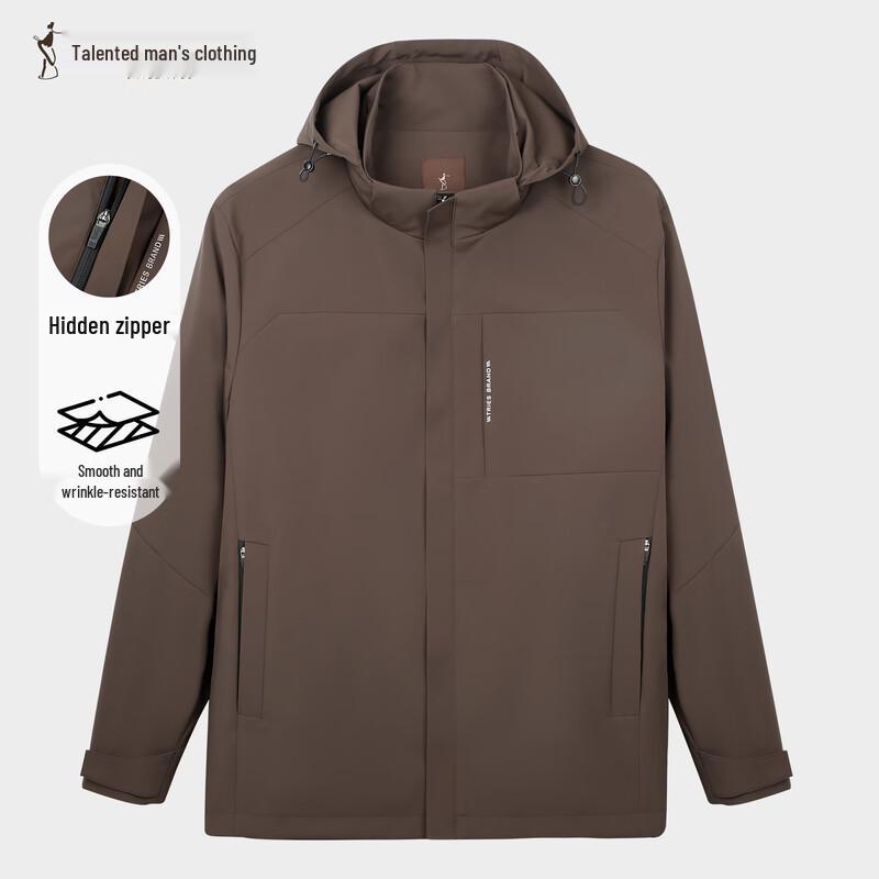 Мужская куртка в стиле business casual, ветрозащитная, со съемным капюшоном