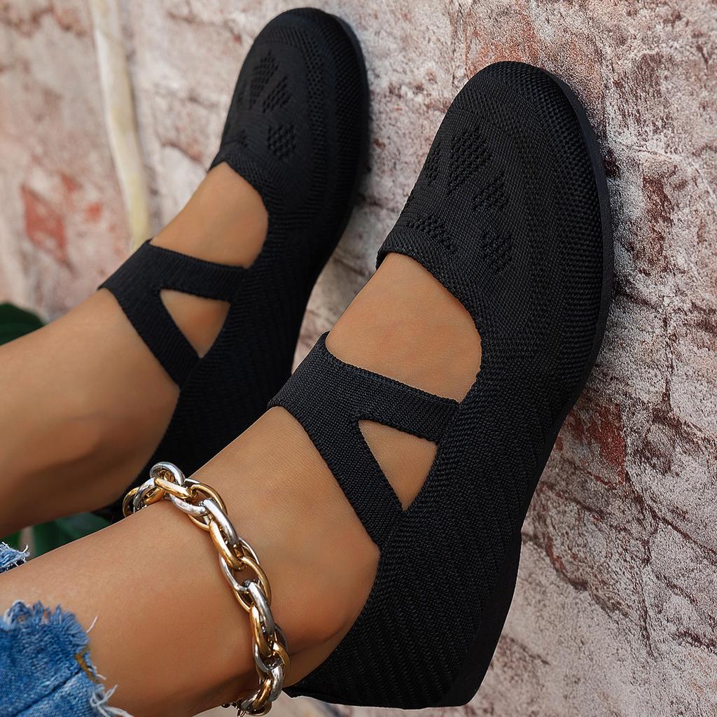 Ballet-style Flat Casual Walking Shoes Spring/autumn New Round-toe Knitted Casual Comfortable Flat Shoes for Women