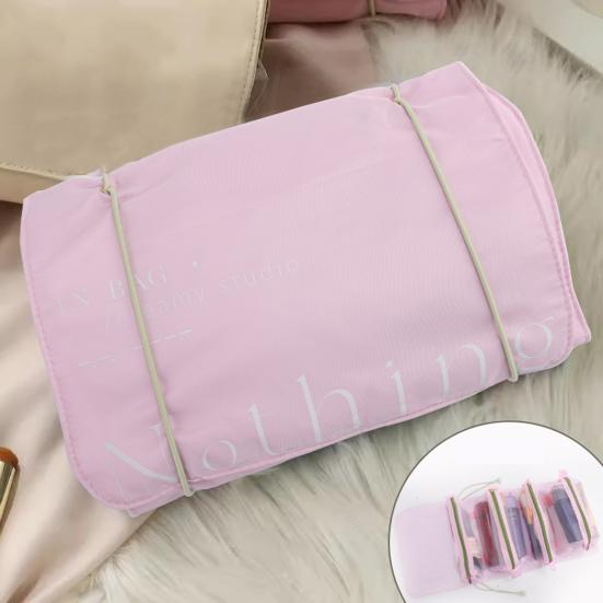 Сумка для туалетных принадлежностей, складная, сворачивающаяся, косметичка, органайзер для косметики, 4 отделения, большая вместимость, застежка-молния, водонепроницаемый дорожный чехол