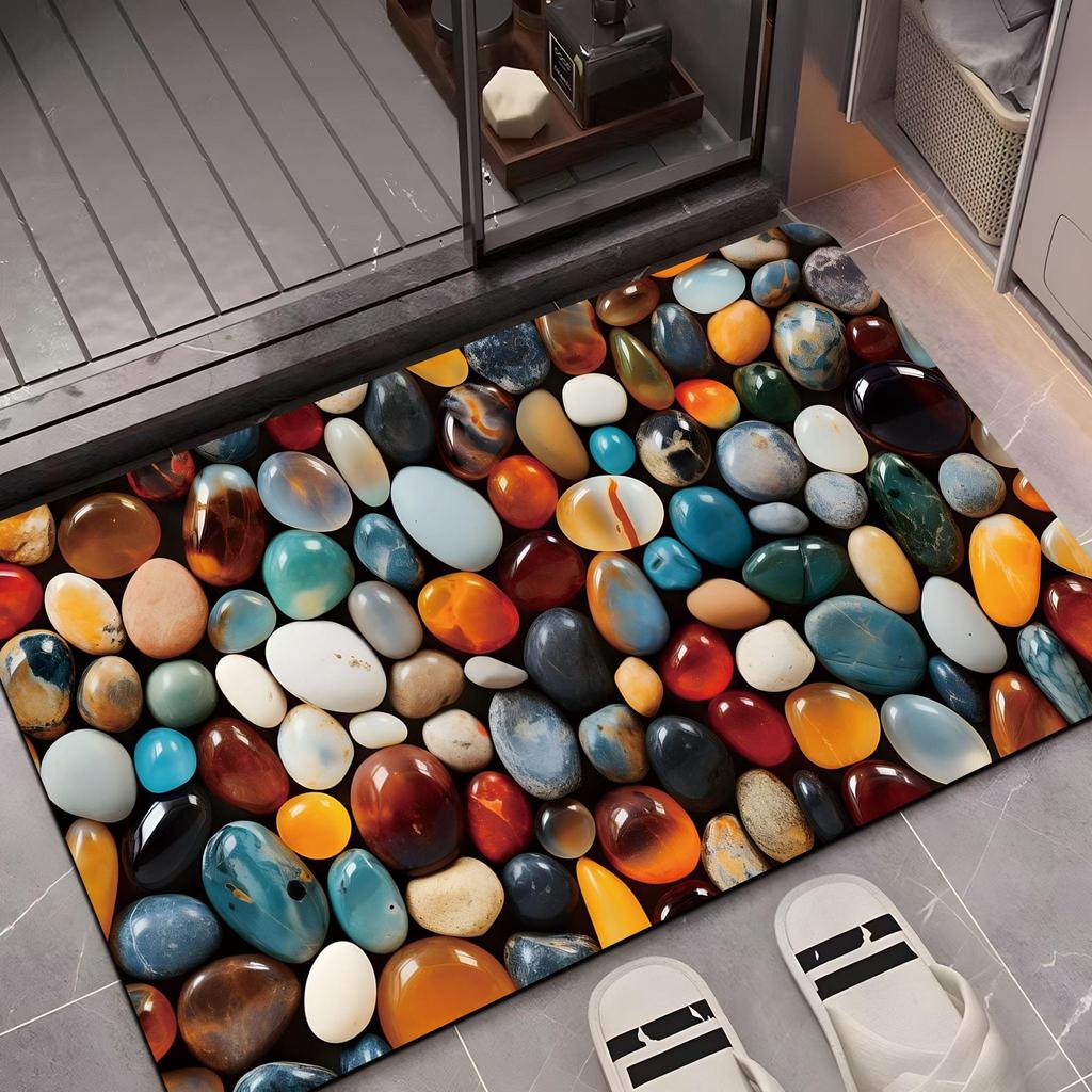 Colorful Pebble Diatom Mud Absorbent Bathroom and Shower Mat