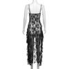 2024 Summer Women's Hollow Lace Irregular Hem Dress - European & American Sexy Chic