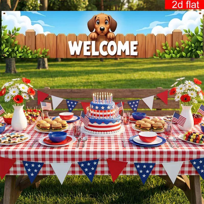 Dog Dog Garden Fence Banner, Outdoor Pet Home Welcome Decoration