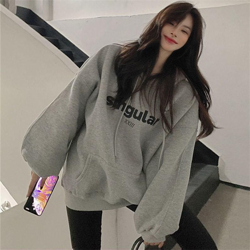 Womens Loose Fit Hooded Sweatshirt Thick Warm Letter Print Hoodie Fall 2026 Casual Outerwear