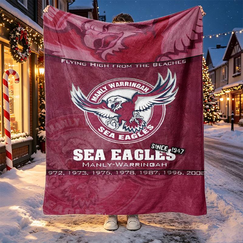 Manly Warringah Sea Eagles Pattern Blanket for Home Decoration, Bed, Sofa, Car Travel, Camping, Suitable for All Seasons, Birthday Christmas Gift