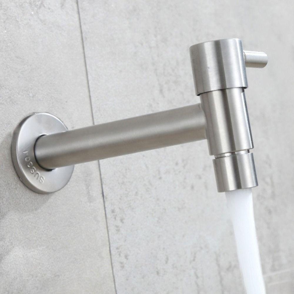 Настенный кран для стиральной машины Т-образный 304 Нержавеющая сталь Садовый кран Быстрооткрывающийся Удлиненный Односторонний холодный кран