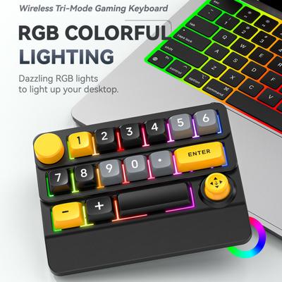 Мини-беспроводная клавиатура с 3 режимами, RGB-подсветкой, программируемыми макросами 15 клавиш, с возможностью горячей замены, для самостоятельной сборки, игровая механическая клавиатура для одной руки, аксессуары для ПК