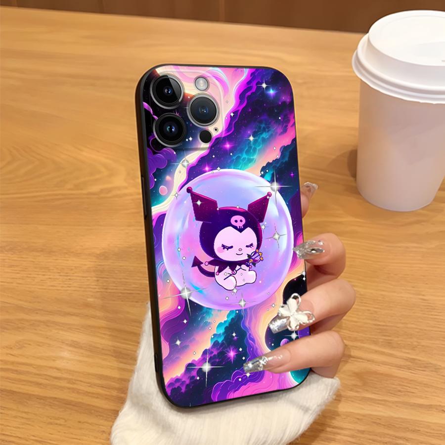 Милый чехол Sanrio Kuromi для iPhone XR 17Air 7 8 13 12 11 17 Pro Max 15 16 14 Plus XS Max Черный Мягкий чехол для телефона