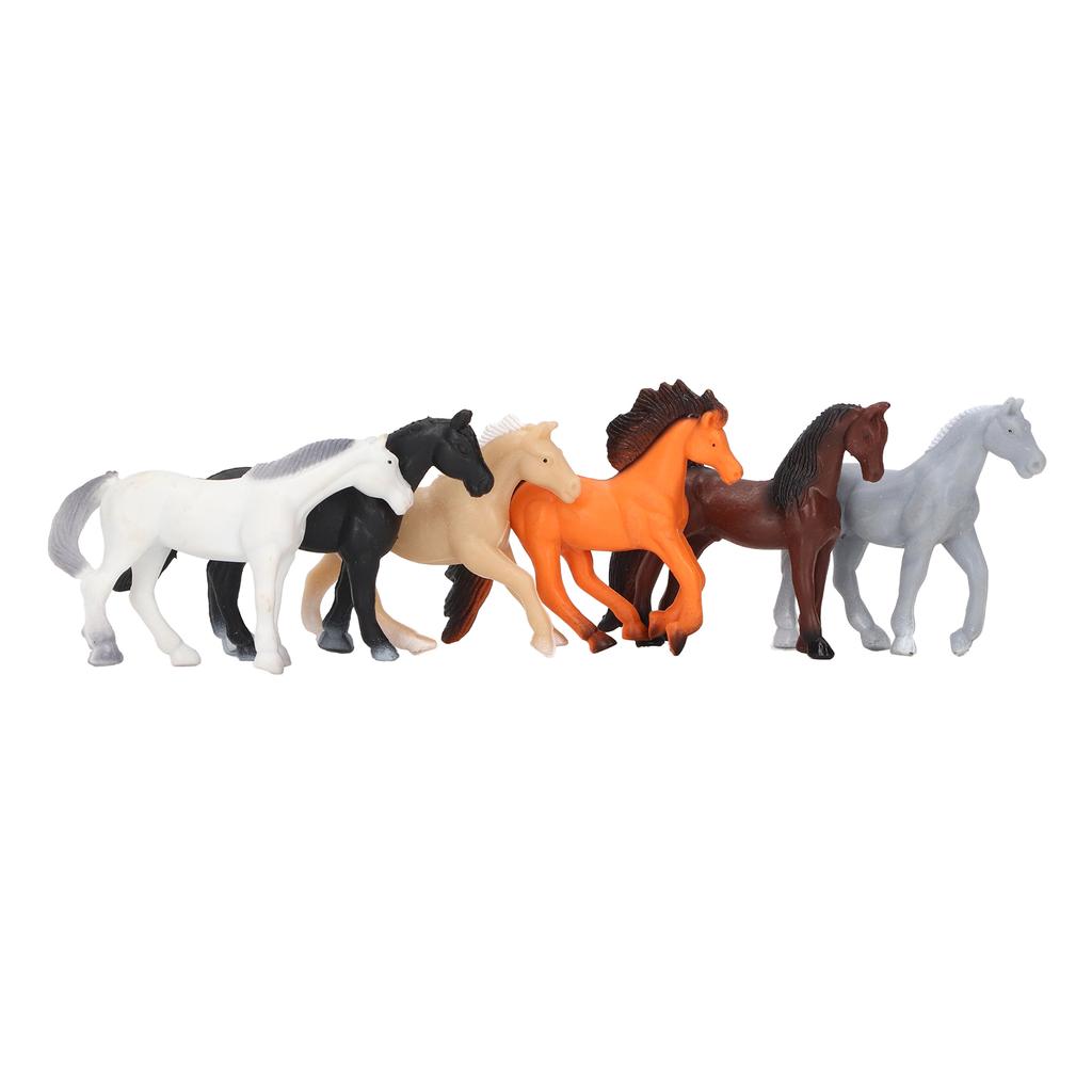 6pcs Horse Figurines Set Children Simulated Cute Funny Horse Figure Model Pretend Play Toy