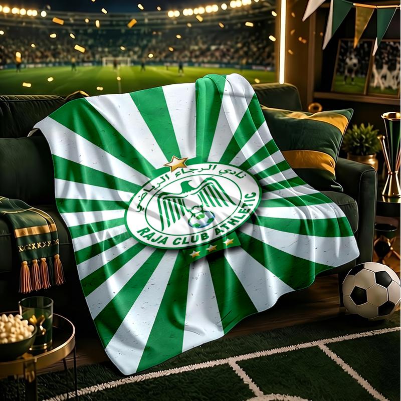 Плед из фланели с гербом Raja Club Athletic для дивана, дома, кемпинга, гостиной, офиса, кресла и кровати. Мягкий подарок на день рождения