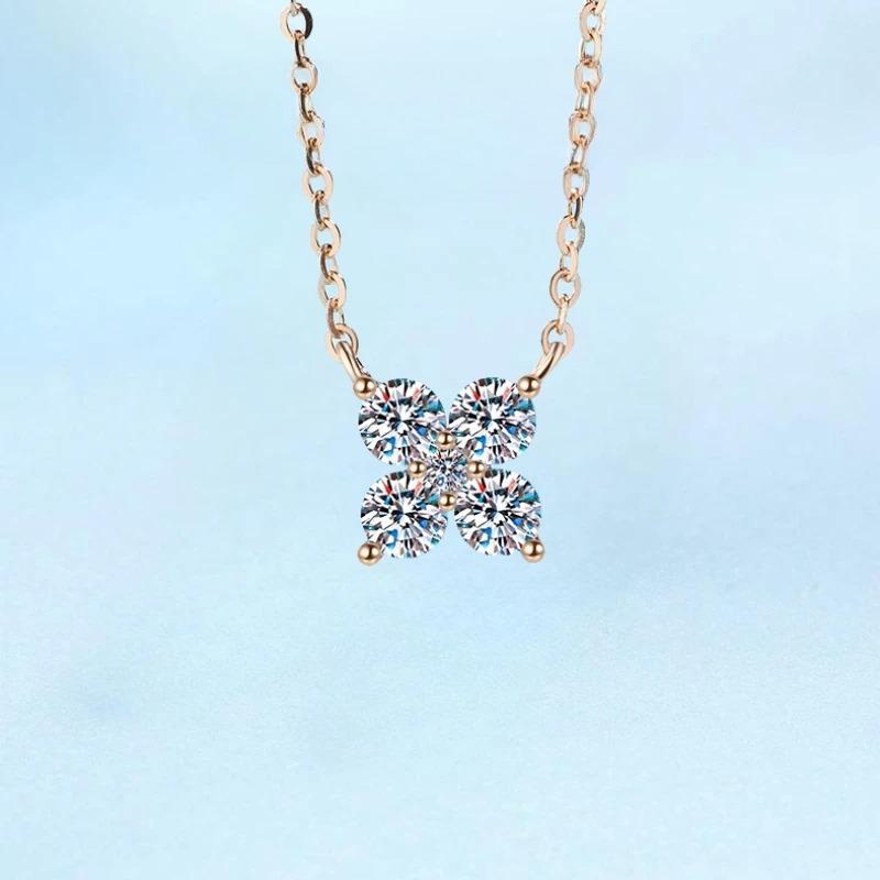 Girlfriend Valentine's Day 18K Rose Gold Necklaces Women Wedding Fine Jewelry Moissanite Diamond Daughter Birthday Gift