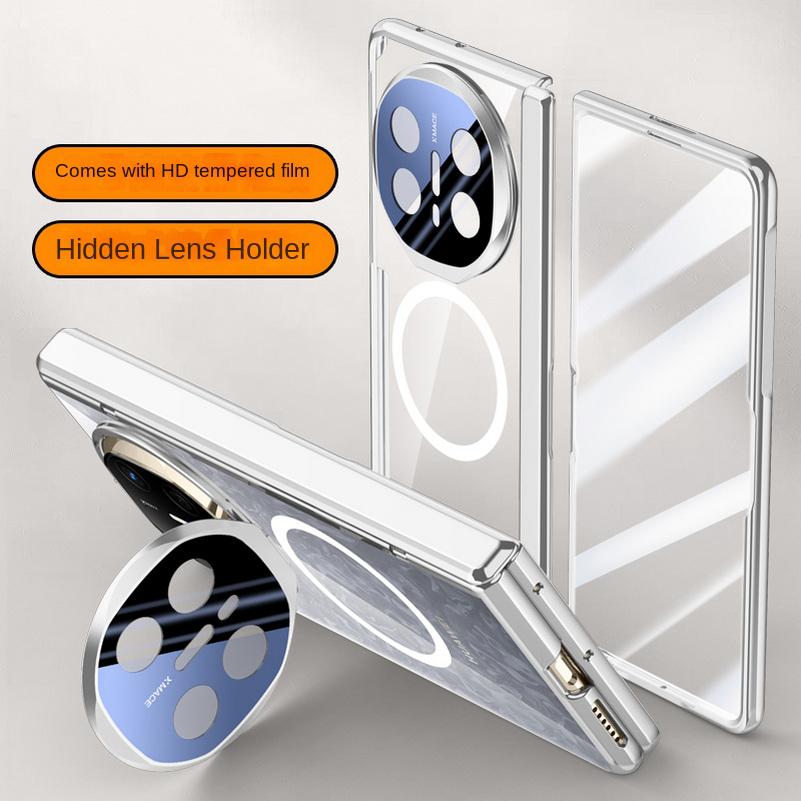Magsafe Magnetic Transparent Privacy Screen Tempered Glass Protector Case For Huawei Mate X6 X5 Spring Hinged Holder Back Cover