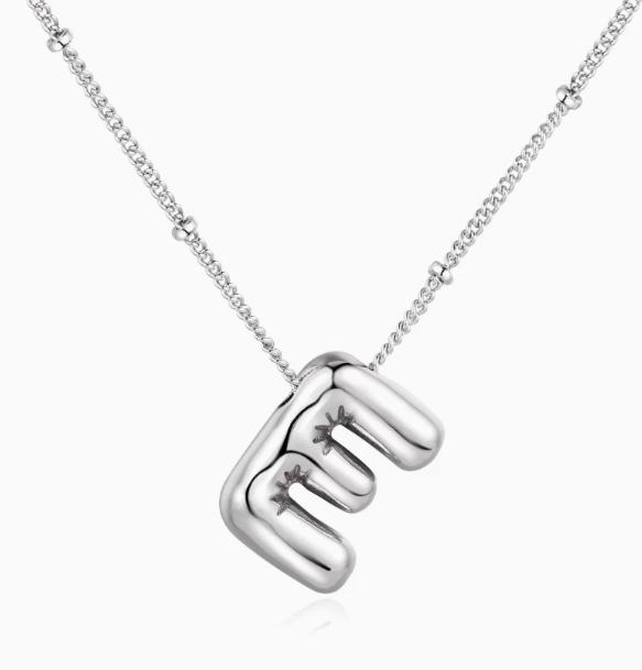 LT-12056 Stainless Steel 18K Gold Balloon Letter Necklace Silver Bubbles 26 English Alphabet Pendants Jewelry
