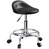 Rolling Stool, Backrest, Height Adjustable 59-75 Cm, 360 Swivel, Black