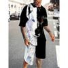 New Summer Fashion Animal Print Suit Black and White Tiger 3D Pattern Outdoor Street Shooting Sportswear Men's Casual Wear