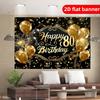 Party background 2D flat banner, 1 piece of 80th anniversary happy theme, hot stamping text, balloon fireworks pattern