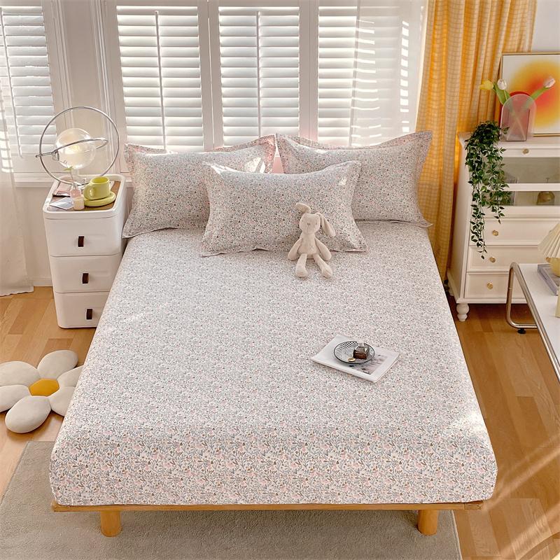 Комплект простыней на резинке с цветочным узором синего и белого цветов, комплект постельного белья из хлопка, приятное для кожи нескользящее покрывало с наволочками