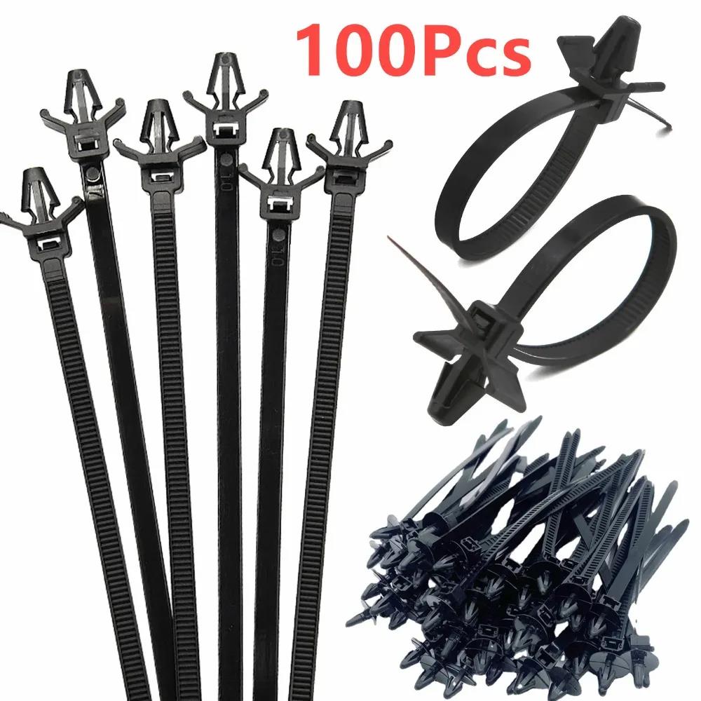 100pcs-10Pcs Nylon Cable Tie Wrap Fixed Fastener Clips Cars Mount Wire Tie Clip Car Hose Fastening Zip Strap Kit For BMW Nissan
