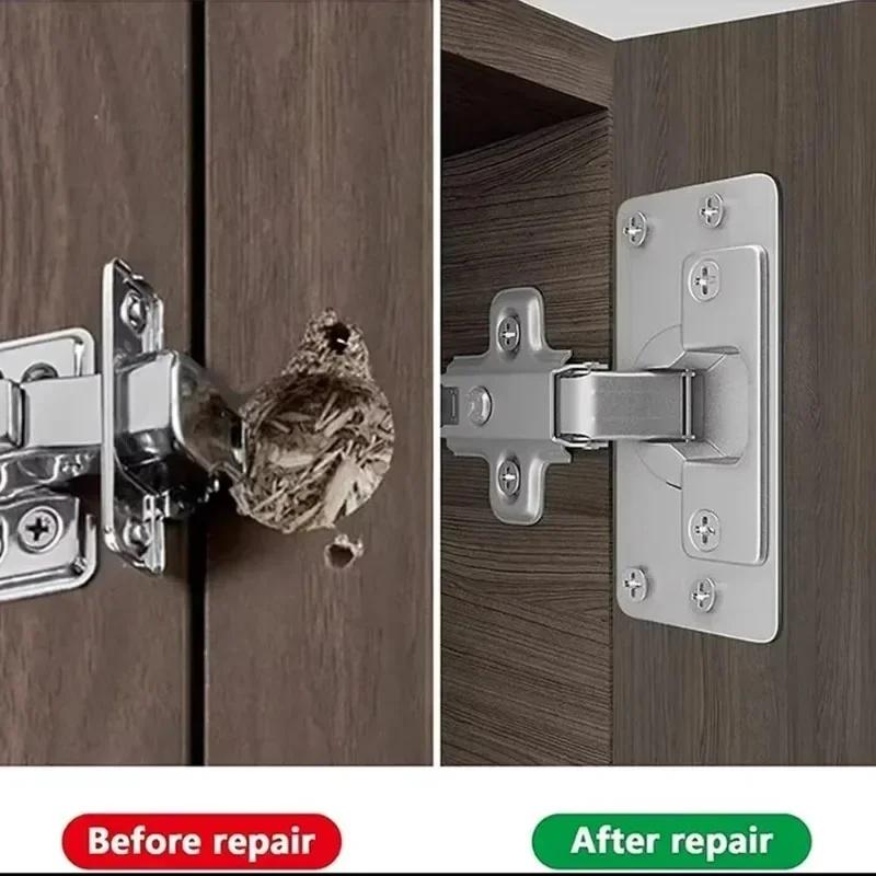 10Pcs Cabinet Hinge Repair Plate Kit Stainless Steel Door Hinge Mounting Plate With Holes For Home Kitchen Cupboard Furniture