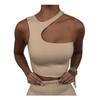 Cut Out Sexy Crop Off Shoulder Solid Skinny Sport Short Tops Women Tank Irregular Summer Tube Tops