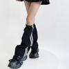 Fashion Drawstring Cargo Leg Warmers for Women Harajuku Side Double Striped Baggy Leg Covers Footless Socks Streetwear