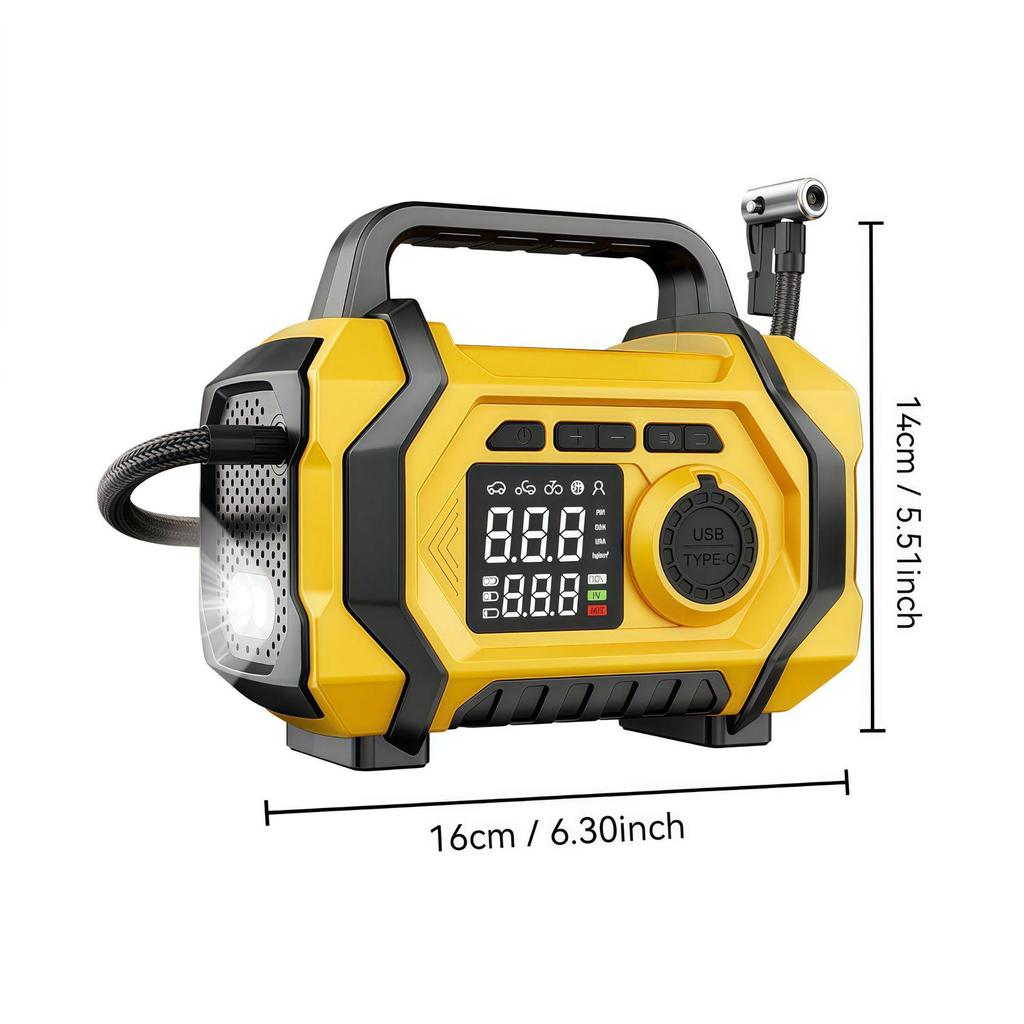 Автомобильный аварийный источник питания и насос для шин с манометром – Универсальное пусковое устройство большой емкости для автомобиля