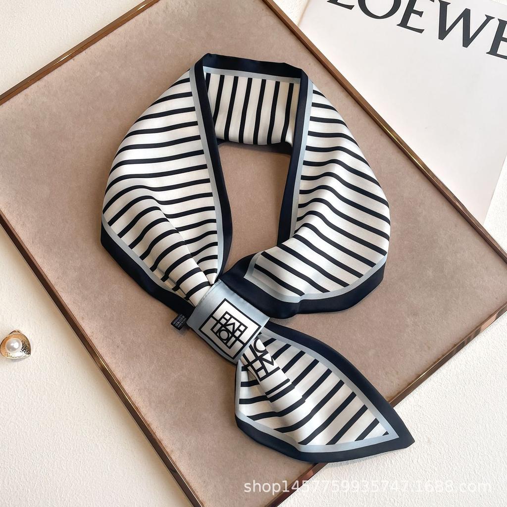 Silk Scarf Small Long Square Scarf Women'S High-End Neck Protection Scarf Professional Matching Shirt Scarf