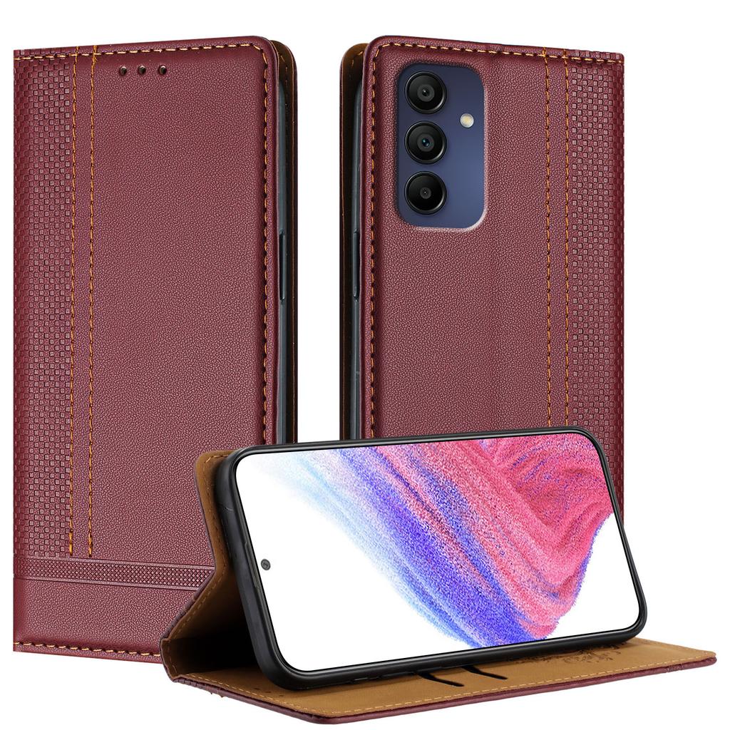 For Samsung Galaxy A16 4G/Galaxy A16 5G Case L-Shaped Grid Pattern Leather Stand Phone Cover with Card Slots
