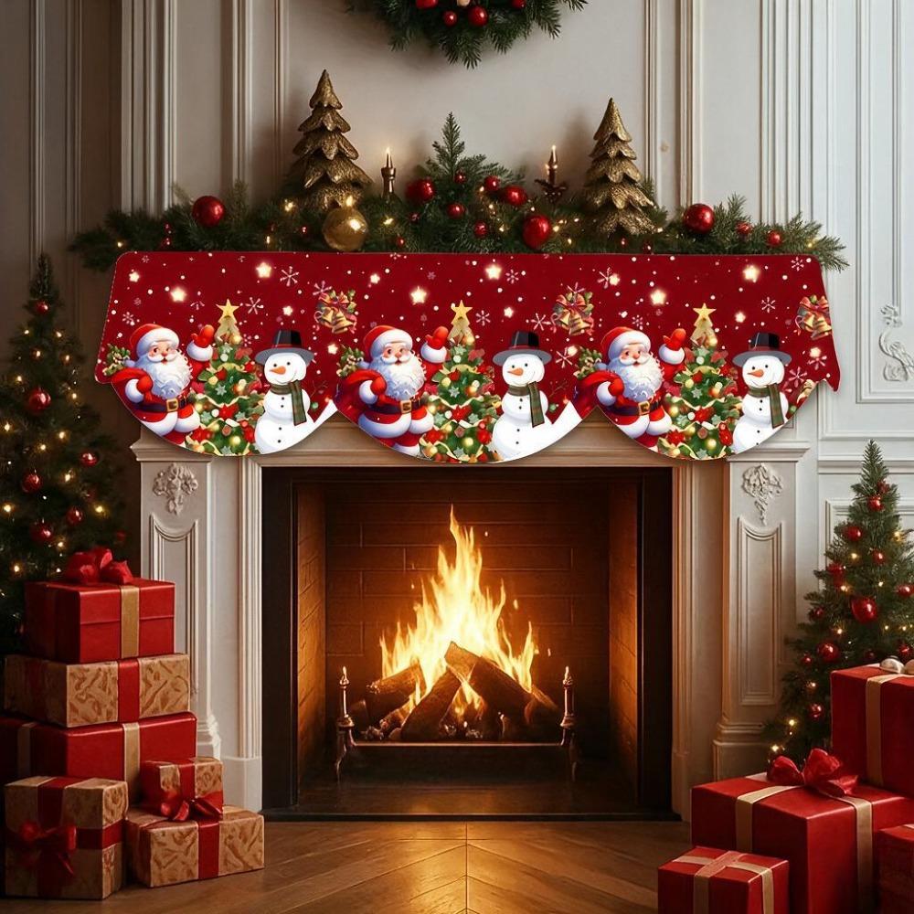 Non-slip Christmas Fireplace Mantel Stain-resistant Christmas Table Banner Party