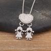 Nidin Hot Sale Classic Son/Daughter Sparkling Zircon Charm Pendant Necklace For Women Boys and Girls Clavicle Chain Jewelry Gift