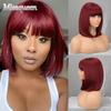 Short Bob Red Wine Wig with Bangs Synthetic Wigs for Women Straight Heat Resistant Lolita Cosplay Party Hair