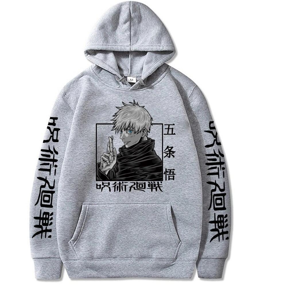 Аниме худи Сатору Годжо Jujutsu Kaisen Повседневный пуловер с принтом Свободный Мужской Осень Зима Харадзюку Толстовки с длинным рукавом