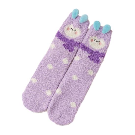 1 пара носков для сна, мультяшный дизайн с животными, утолщенные теплые зимние носки из кораллового флиса, средней длины, нескользящие, для дома, зимние