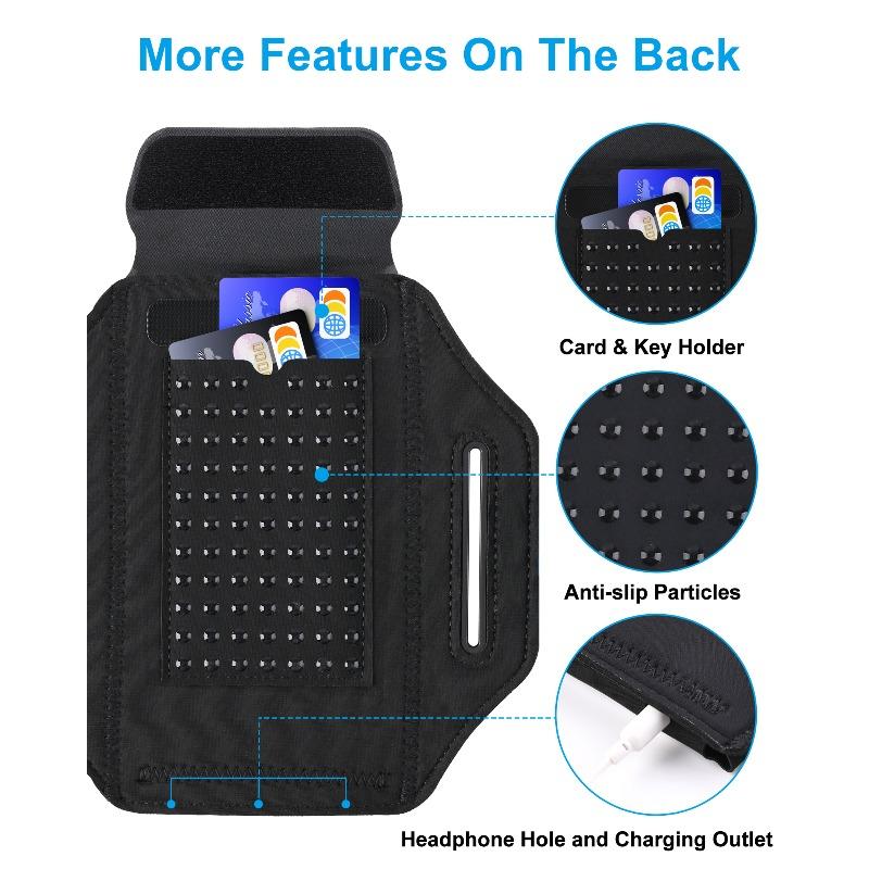 Haissky Running Sport Armband For iPhone 17 16 15 14 13 Pro Max Air Plus Outdoor Workout Zipper Pocket Touchscreen Arm Bag Pouch 6
