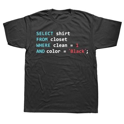 Смешные футболки для программистов SQL Гик База данных Кодирование Летние Хлопковые Уличная одежда с коротким рукавом Подарки на день рождения Футболка Мужская одежда