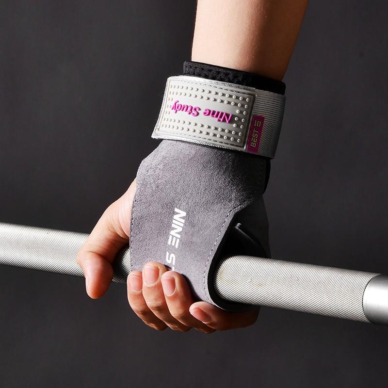 Weightlifting Gym Gloves With Wrist Support Deadlift Pull-Up Power Training Men Women Leather Palm Grip Assist Bands