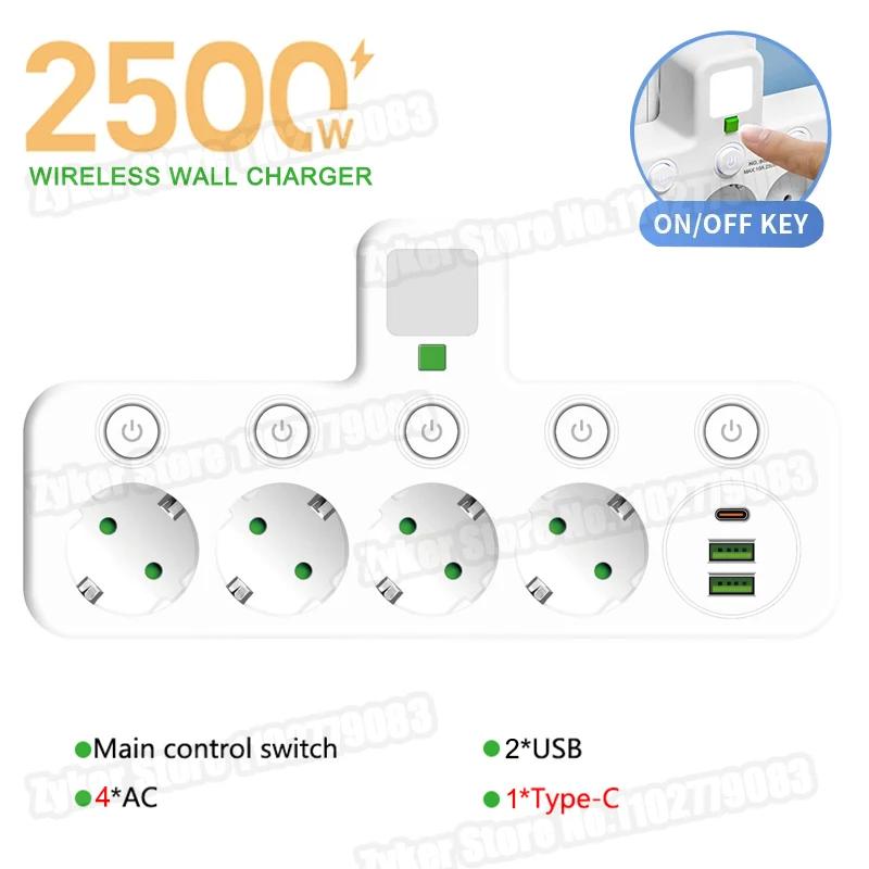 Вилка ЕС 1/2/3/4 розетки Европейский стандарт Адаптер Расширение Сетевая розетка AC Конвертер Адаптер Офис дом Настенное зарядное устройство