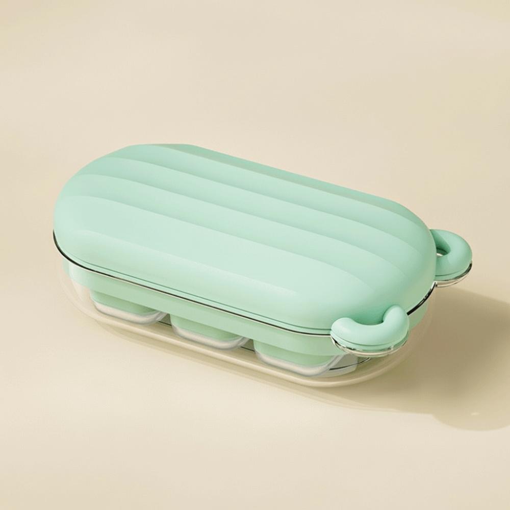 with Cover Little Bear Ice Grid Food Grade Press Ice Cube Box Silicone Ice Cube Mold  Summer
