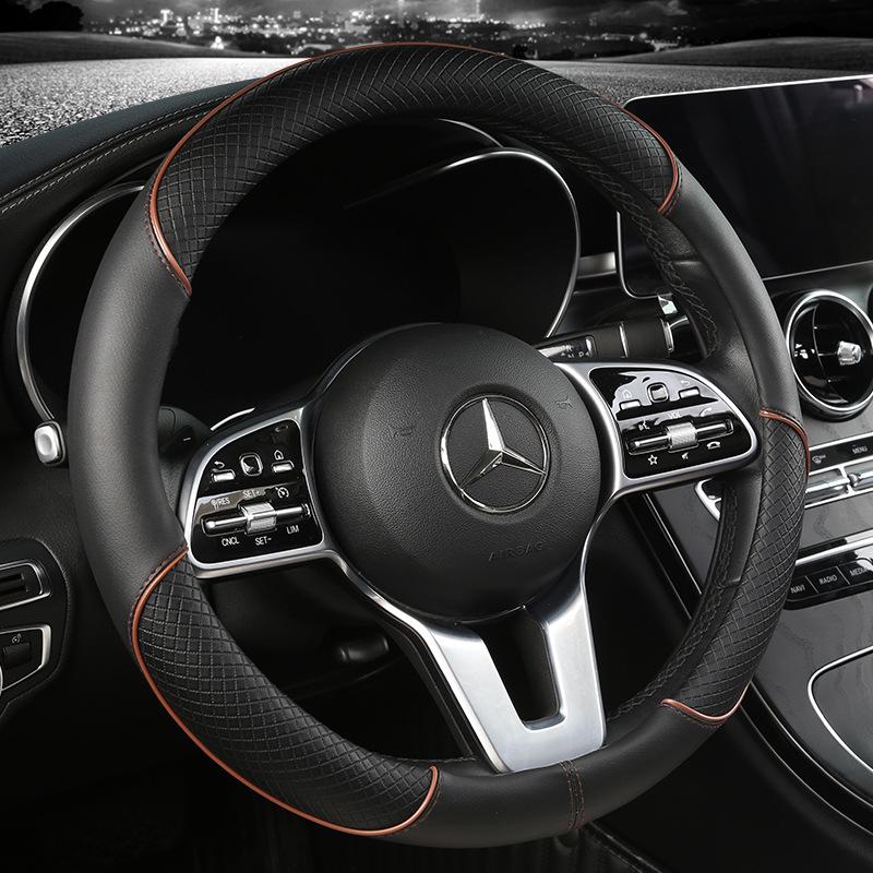 Universal All-Season Anti-Slip Leather Steering Wheel Cover for Cars, Minivans, and Pickups