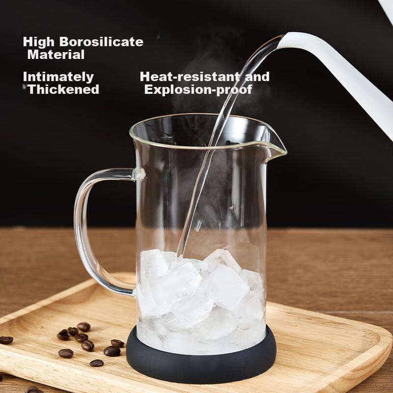 French Press Pot, Thickened Heat-Resistant Hand-Brewed Coffee Filter Glass Cold Brew Pot, Large Capacity 700ml