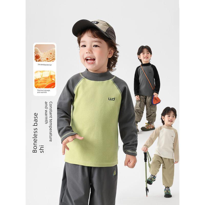 Right European Style Boys' Winter Base Layer Wool Autumn Shirt 2025 Autumn and Winter New Children's Clothing Baby Top Trendy