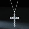 S925 Sterling Silver Moissanite Cross Necklace - European & American Fashion Hip-Hop Pendant for Men & Women.
