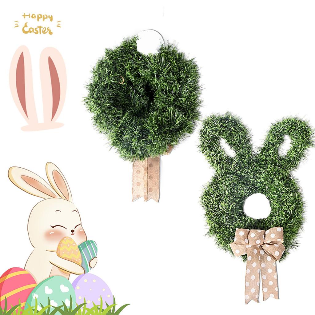 Easter Bunny-Themed Wreath Hanging Ornament. Cartoon Tail Faux Door Decoration