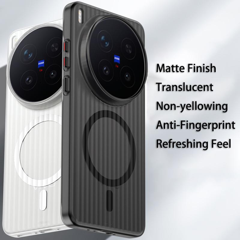 Роскошный Простой Гофрированный Чехол для Багажа и Телефона Для Vivo X300 Ultra X300 Pro X300 Жесткий ПК Полупрозрачный Ударопрочный Защитный Тонкий Чехол